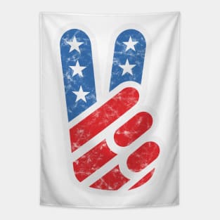 American Peace Sign (Worn Color on White) Tapestry