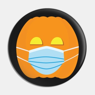 Cute Orange pumpkin wearing Blue surgical mask Pin