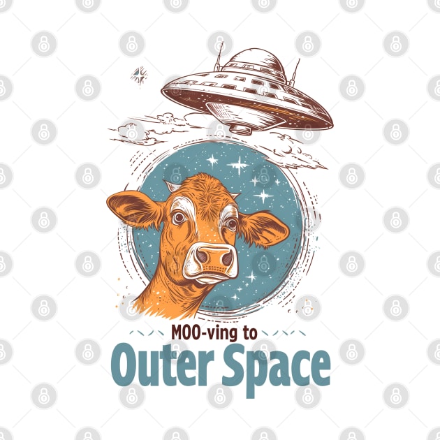 MOO-ving to Outer Space - Funny UFO by Fenay-Designs