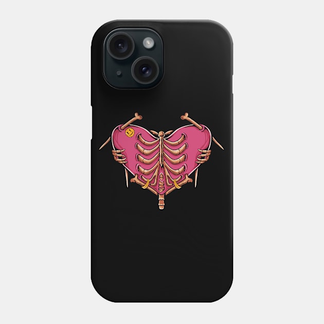 Until Death Do Us Part - Skeleton Chest Heart Phone Case by thepinecones