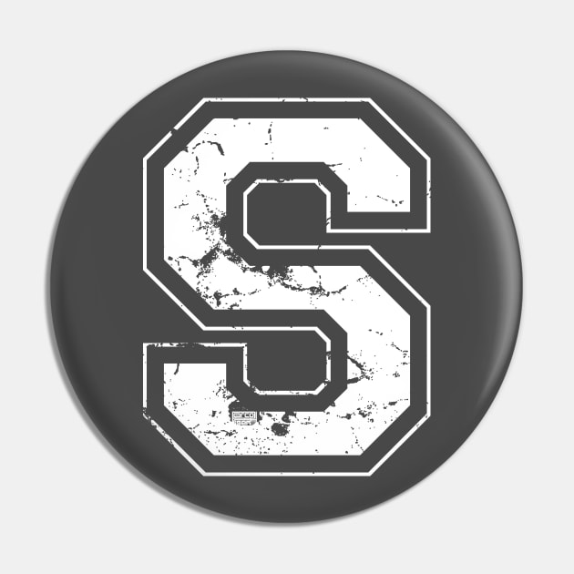 Initial Letter S White Jersey Sports Athletic Player Pin by porcodiseno