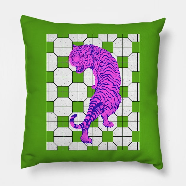 Hong Kong Funky Neon Pink Tiger - Animal Lover Pillow by CRAFTY BITCH