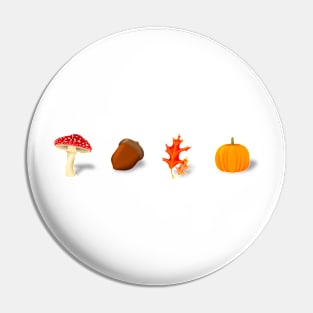 Autumn Print- Mushroom, Acorn, Leaves, Pumpkin Pin