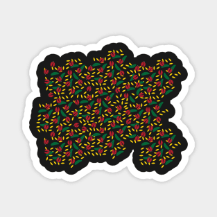 Red Black Ladybug and Green Yellow Leaves Pattern Magnet