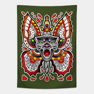 panther butterfly dagger tattoo design Tapestry