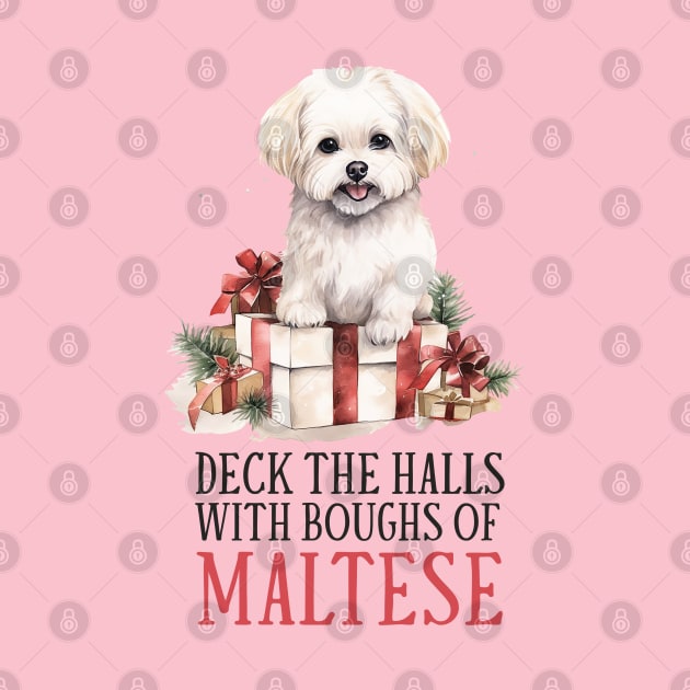 Maltese Christmas Print by MuseMints