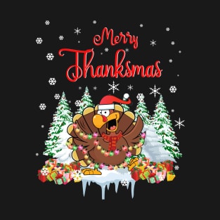 Funny Merry Thanksmas TShirt Thanksgiving Christmas T-Shirt