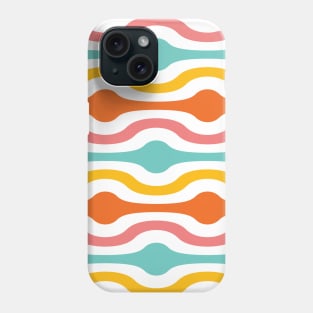 Retro Geometric Waves Pattern Orange Pink Turquoise Yellow Phone Case