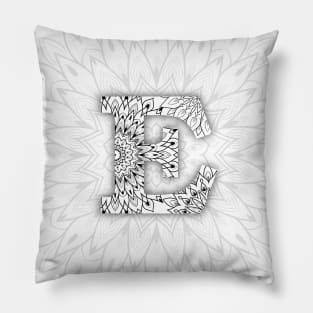 'E' intricate pattern Pillow