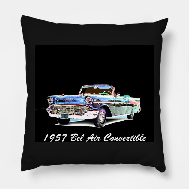 1957 Bel Air Convertible Classic Vintage Car Pillow by CarloVaro