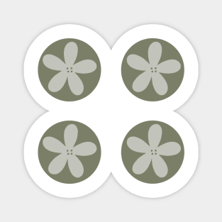 Modern Minimal Flower in Circle - sage green 4 pack Magnet