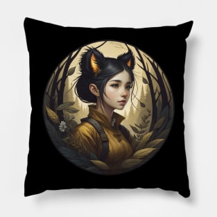 Raccoon Woman Explorer Pillow