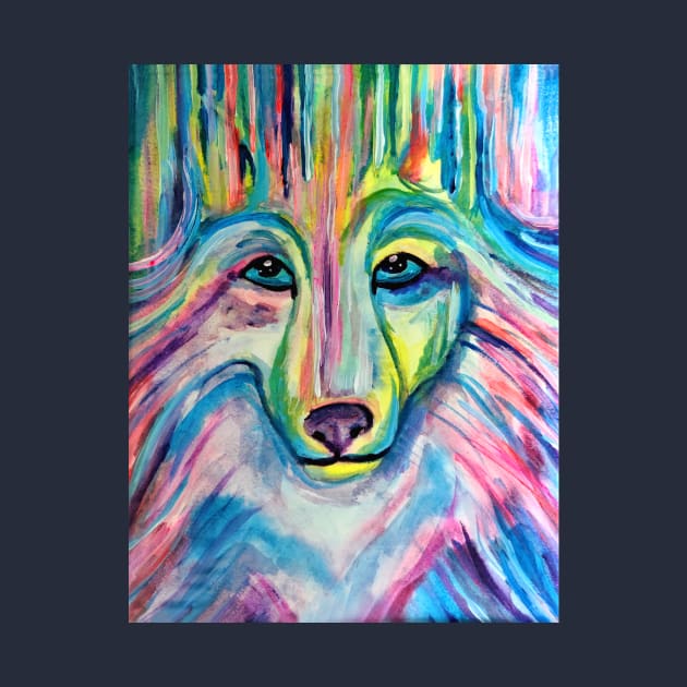 Aura of the Northern Lights Wolf by Art by Deborah Camp