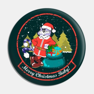 F-14 Tomcat - Merry Christmas Baby! (Green/Red) - Grunge Style Pin