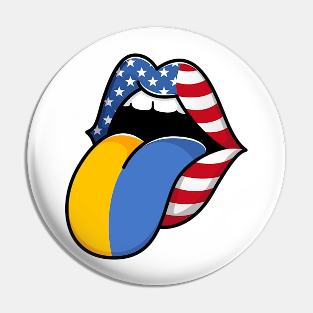 Tongue Ukrainian Pride Flag of Ukraine Half American Half Ukrainian Pin by StoreForU