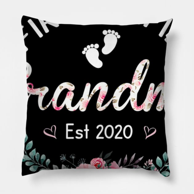Womens Promoted to Grandma Est 2020 First Time Grandma Floral Pillow by sousougaricas