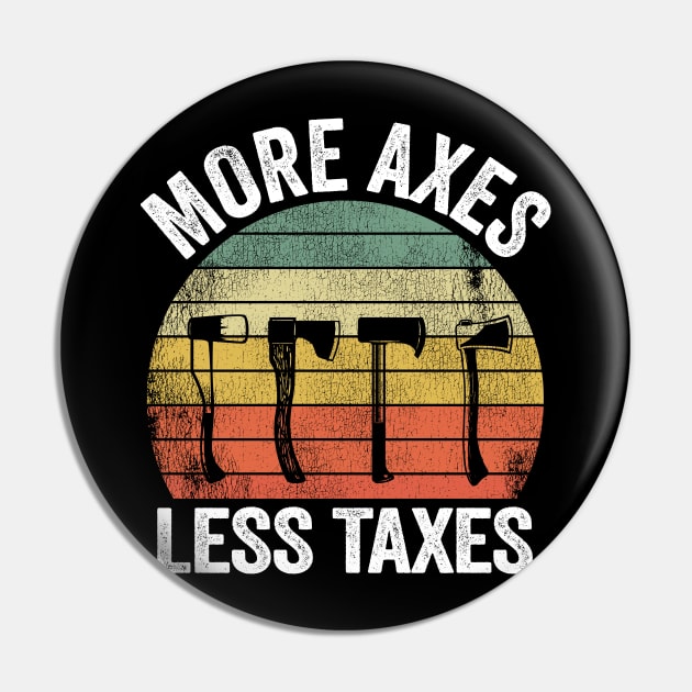 More Axes Less Taxes Axe Throwing Gift Funny Pin by Kuehni