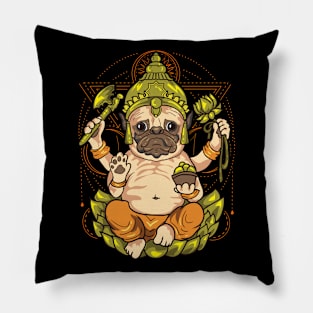 Pug Dog Chieftain God Buddha Yoga Meditate Zen Pillow