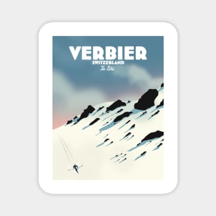 Verbier Switzerland ski travel poster Magnet