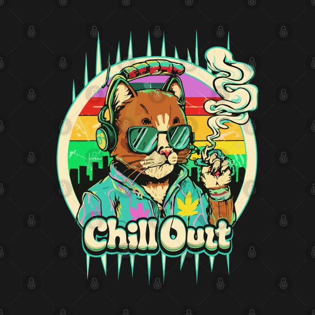 Chill Out: Hip Hop Cat Art Piece by diegotorres