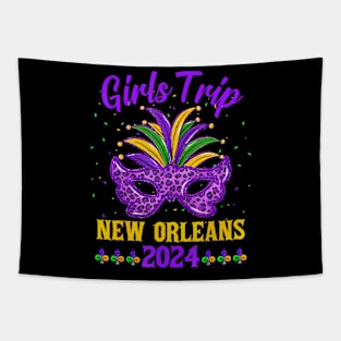 Girls Trip New  2024 Mardi Gras Mask Friends Vacation Tapestry