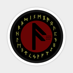 Red Ansuz Futhark Rune Symbol Magnet