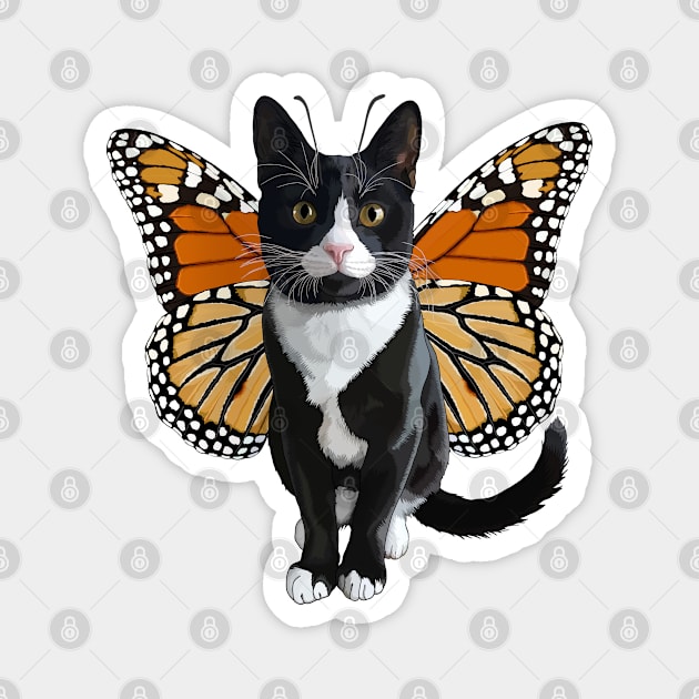 Bicolor Tuxedo Monarch Flitter Kitty Magnet by CarleahUnique