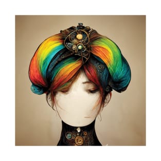 Steampunk Rainbow Wig and Collar T-Shirt