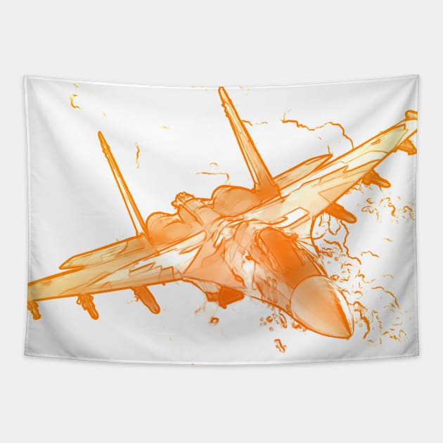 Aviation Fighter Jet yellow Tapestry by FasBytes