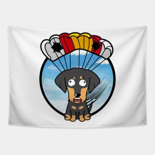 Silly dachshund dog has a broken parachute Tapestry