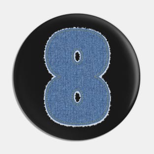 Number Eight Blue Denim Pin