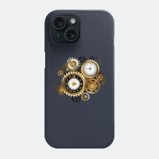 Two Steampunk Clocks with Gears Phone Case