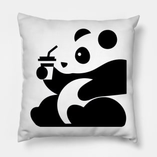 Cute panda drinks coffee Pillow