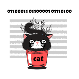 Cat in a pot with a binary cat name T-Shirt