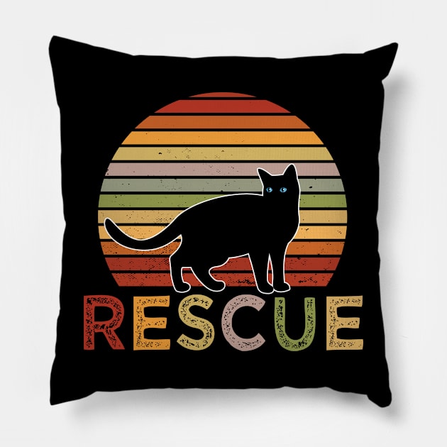 Vintage Retro Sunset Cat Rescue Adoption Pillow by TeddyTees