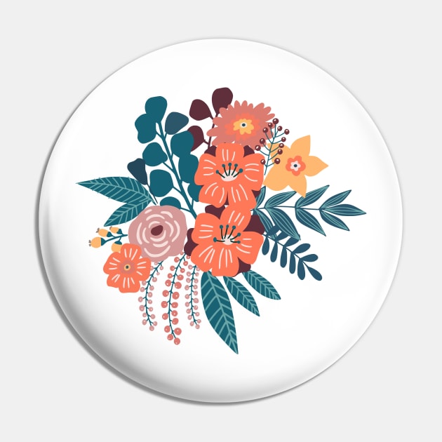 Boho Flower Bunch Pin by Milibella