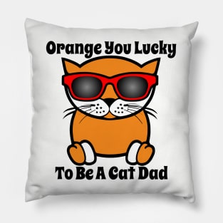 Orange You Lucky To Be A Cat Dad Pillow