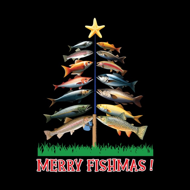 Merry Fishmas Tree Love Fishing Shirt by Schoenberger Willard