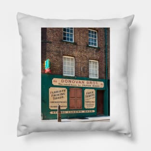 Vintage sign in London Donovan Brothers old business Pillow