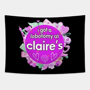 I got a lobotomy at claire's purple, I'm literally just a girl stickers Tapestry