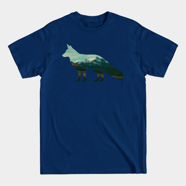 Disover Red fox silhouette with photo of mountains with snow - Red Fox - T-Shirt