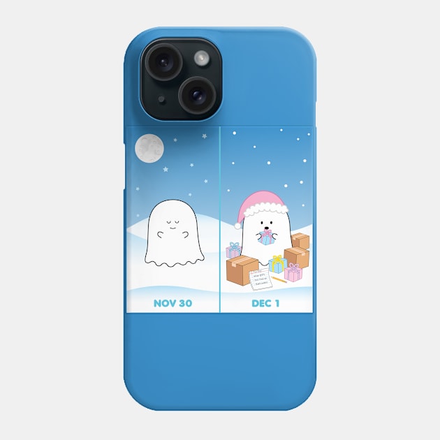 Gordie the Ghost (Nov 30 vs Dec 1) | by queenie's cards Phone Case by queenie's cards