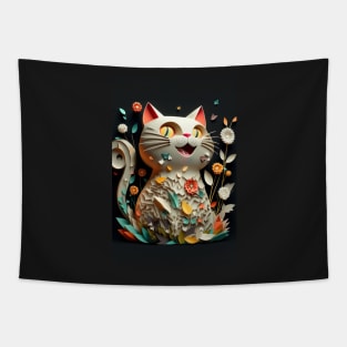 Cool cat portrait Paper art style Tapestry