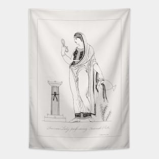 Grecian lady Performing Funeral Rites Tapestry