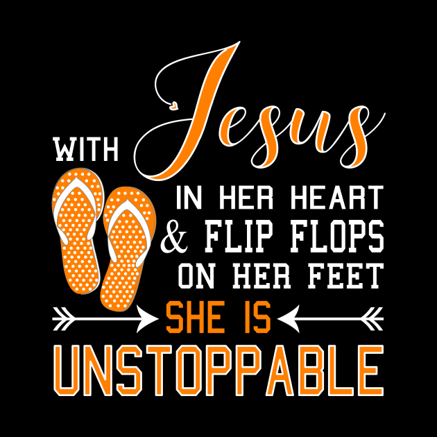 WITH JESUS IN HER HEART & FLIP FLOPS ON FEET She Is product by nikkidawn74