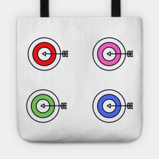 red pink blue green archery design Tote