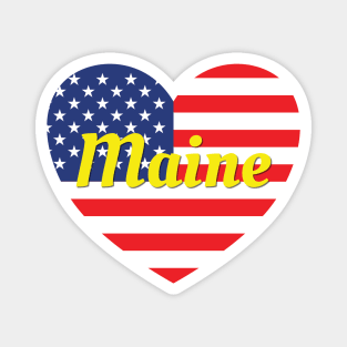 Maine American Flag Heart Magnet