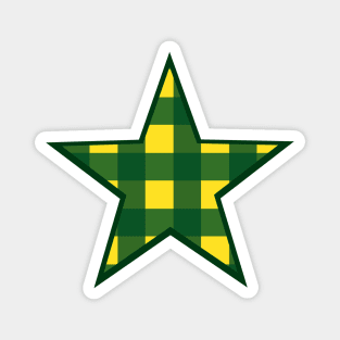 Green and Yellow Buffalo Plaid Star Magnet