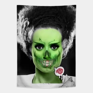 Green Bride of Frankenstein Zombie with Brain Tapestry