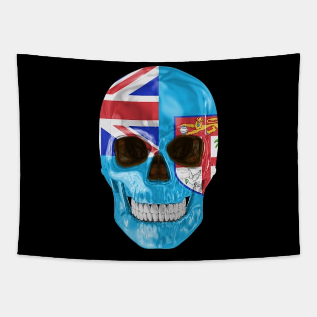 Fiji Flag Skull - Gift for Fijian With Roots From Fiji Tapestry by Country Flags